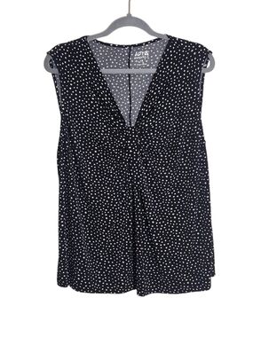 Apt. 9 Womens Black and White Polka Dot Blouse Size 1X NWT